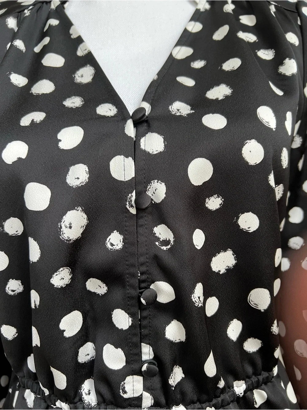 J. Crew Black & White Polka Dot Long Sleeve Blouse